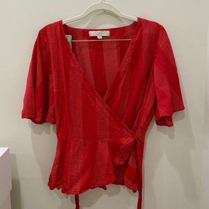 Loft Red Wrap Top